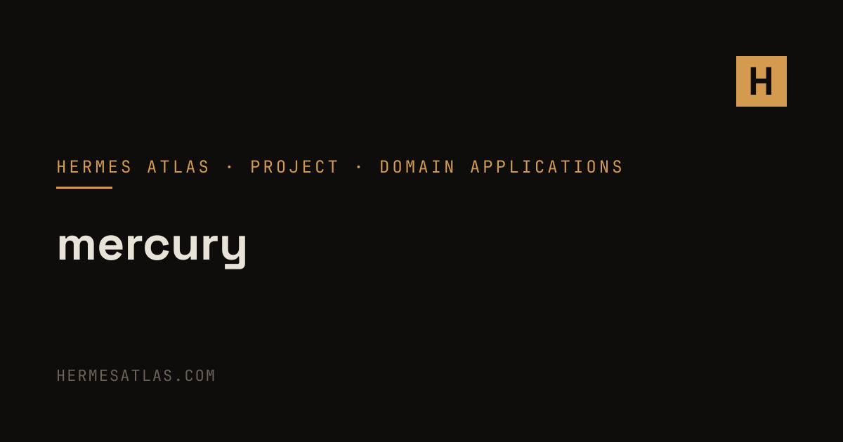 hxsteric/mercury — Hermes Agent Domain Applications | Hermes Atlas